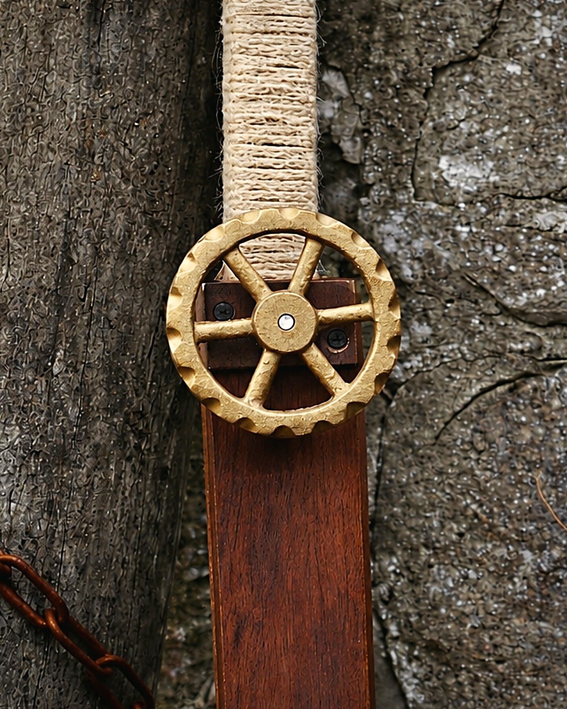 Jute rope wrapped over timber