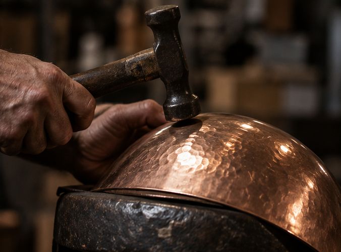 A dome being hammered by hand