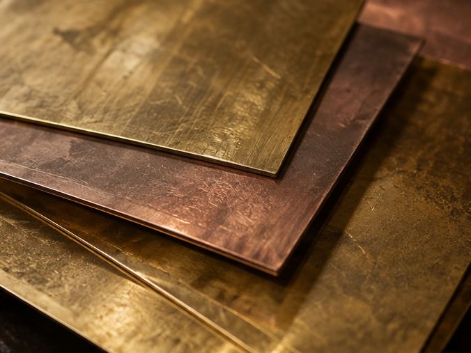 Brass and copper sheet, stacked